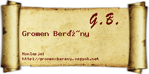 Gromen Berény névjegykártya